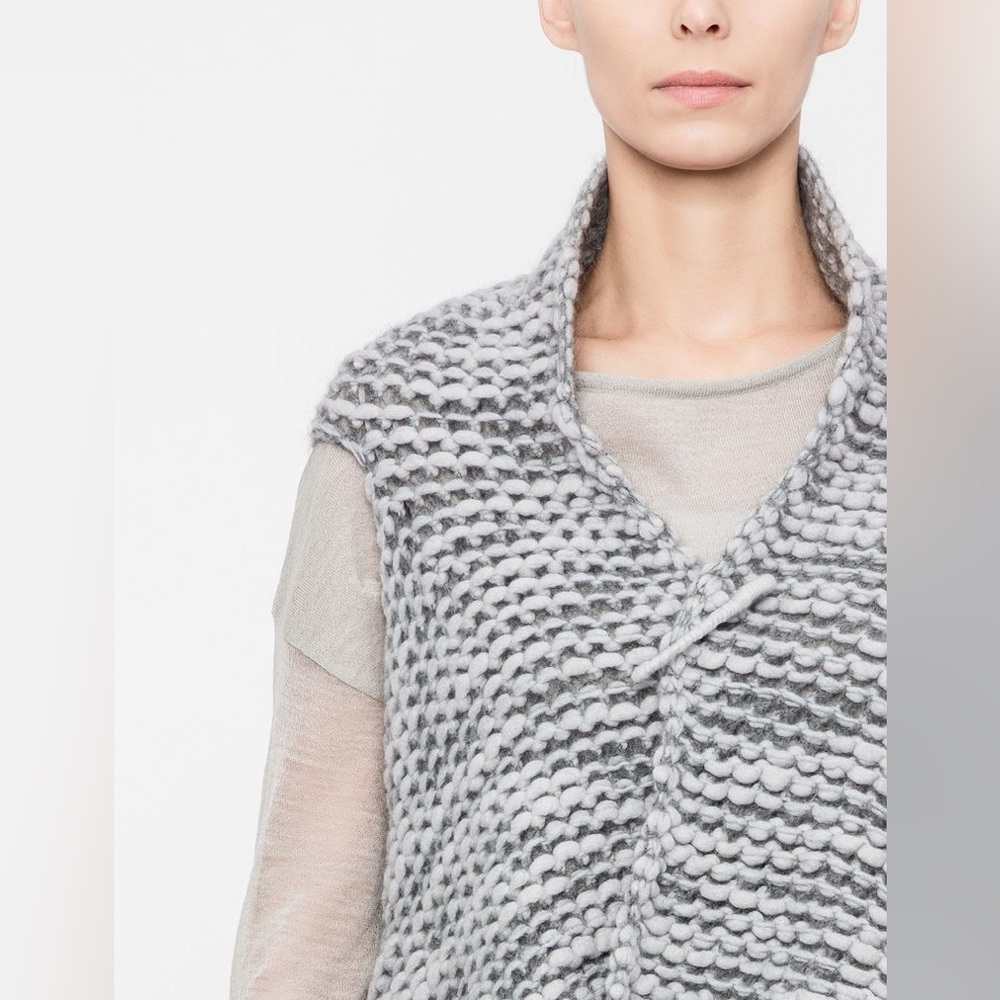 Sarah Pacini ‘Chine Cardigan’ Textured Knit Wool Blend Vest One Size - Picture 3 of 11